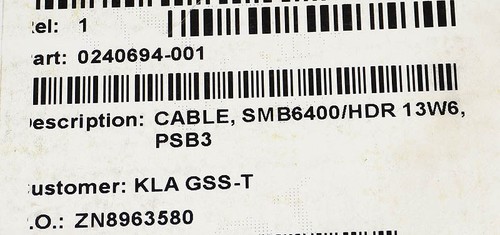 Kla tencor cable smb6400 - kla, smb6400/hdr